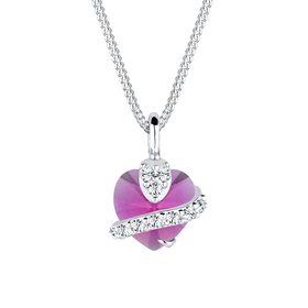 Elli Women's 925 Sterling Silver Swarovski Crystal Heart Pink Necklace of Length 45cm
