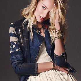 Free People Womens Americana Denim Jacket