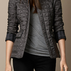 Leather Detail Quilted Jacket