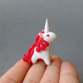 Red Ruby Quartz Gemstone Unicorn Figure
