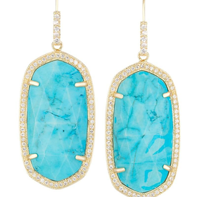 Small Pave Oval Earrings in Turquoise Magnesite - Kendra Scott LUXE