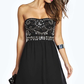 Niamh Embellished Top Bandeau Chiffon Dress