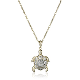 10k Gold-Plated Sterling Silver Diamond Turtle Necklace