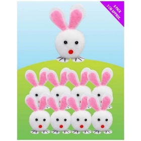8 Easter Pom Pom Bunnies 5cm Pink Rabbit Bonnet Hat Decorations