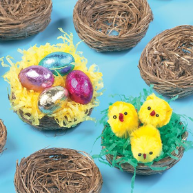 Mini Bird Nests for Fluffy Chicks and Easter Decorations (Pack of 15)