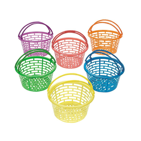 12 Bright Coloured Plastic Easter Egg Hunt Baskets