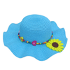 JTC Child Girl Plain Color Sunflower Dome Sun Hat Kids Summer Beach Straw Cap