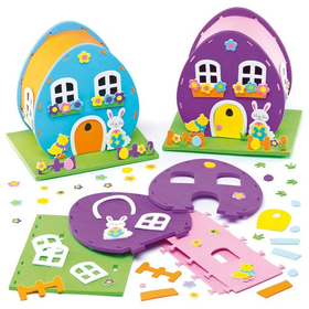 Easter Egg House Craft Kits for Children to Make Decorate and Display (Pack of 2)