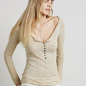 Free People Womens Wide Eyes Henley