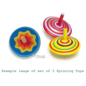 Spinning Tops - Set of 3 various designs wooden 'Mini Spinners'