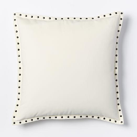 Studded Velvet Pillow Cover - Ivory