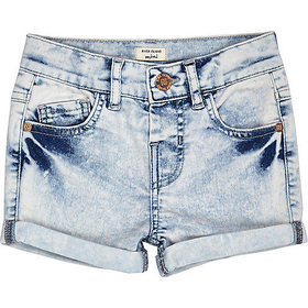 River Island Mini girls acid wash denim shorts