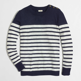 Factory shoulder-button Charley sweater in stripe : charley | J.Crew Factory