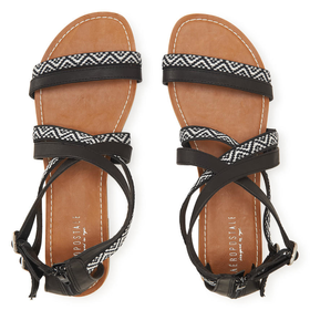 Aeropostale Tribal Gladiator Sandal - Black, 6