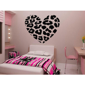 Leopard Spot Heart Vinyl Wall Decal Sticker Leopard Print