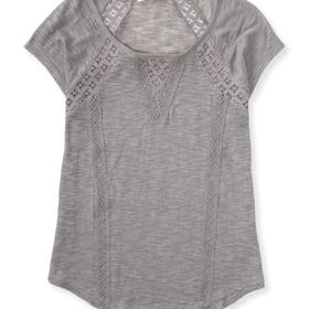 Aeropostale Sheer Slub-Knit Lace Inset Top