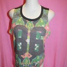 VICTORIA'S SECRET ~ VS ~ LOVE PINK ~ TROPICAL ~ LARGE TANK TOP SHIRT