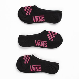 Vans Canoodle Super No Show Socks 3 Pair Pack (BLACK/PINK Check)