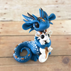 Blue Mother and Baby Dragon Sculpture