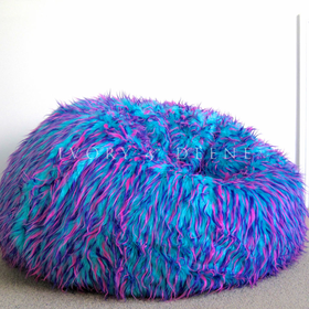 LARGE SHAGGY FUR BEANBAG Cover Blue Pink Cloud Chair Soft Bean Bag Retro Lounge