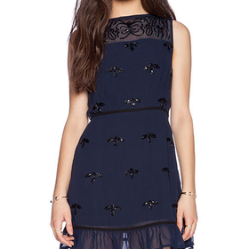 New Friends Colony Beaded Mini Dress in Navy