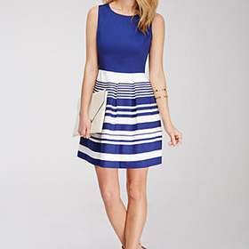 Striped Box-Pleated Dress