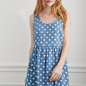 Dotted Chambray Babydoll Dress