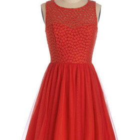 ModCloth Mid-length Sleeveless A-line Scarlet Celebration Dress