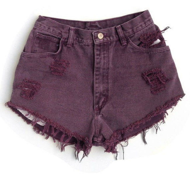 purple jeans shorts