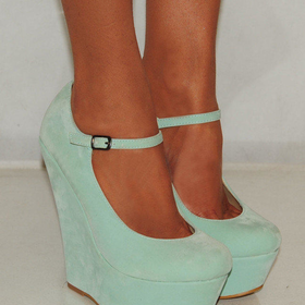 LADIES WOMEN SUEDE MINT GREEN BLUE PLATFORM WEDGES HIGH HEELS SHOES 3-8