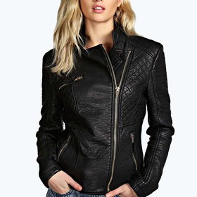 Tammy Quilted Faux Leather Biker Jacket