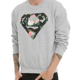 DC Comics Superman Floral Logo Crewneck Sweatshirt