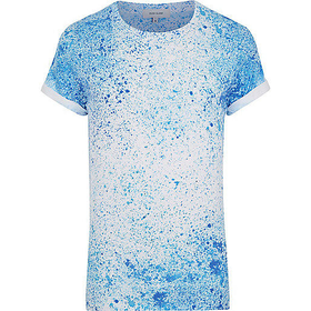 River Island MensBlue paint splash t-shirt