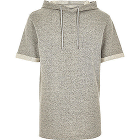 River Island MensGrey short sleeve hoodie sweatshirt