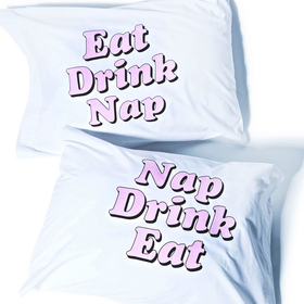 Jac Vanek Eat Drink Nap Pillowcase Set White One