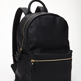 FOREVER 21 Classic Faux Leather Backpack Black One