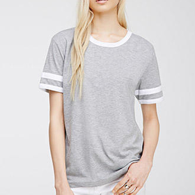 Varsity-Striped Heathered Tee