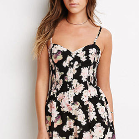 Smocked Floral Print Romper