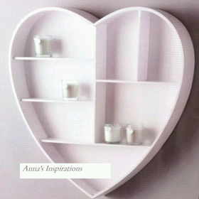 Heart Shaped Wall Hanging Shelf Display Unit Shabby Chic Kitchen Storage