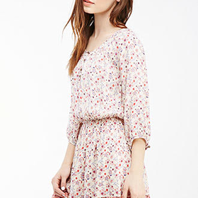 Floral Print Peasant Dress