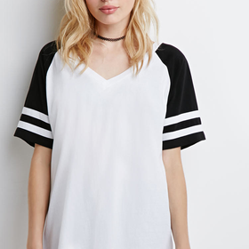 Varsity-Striped Raglan Tee