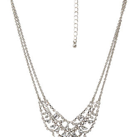 FOREVER 21 Layered Rhinestoned Necklace Silver/Clear One