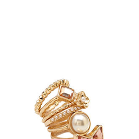 FOREVER 21 Mix & Match Ring Set Gold/Peach