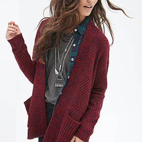 Textured Open-Front Cardigan