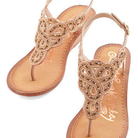 ModCloth Luxe Twinkle in Your Stride Sandal in Beige