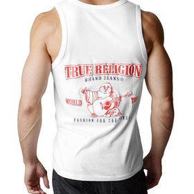 True Religion Logo Puff Mens Tank - White