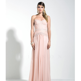 Mignon VM883 Blush Pink Embroidered Chiffon Strapless Dress 2015 Prom Dresses