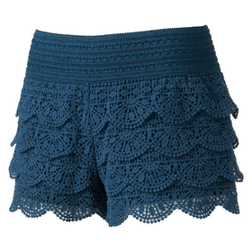 Rewind Crochet Lace Shortie Shorts - Juniors