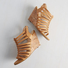 ModCloth Strappy Trails to You Wedge in Tan