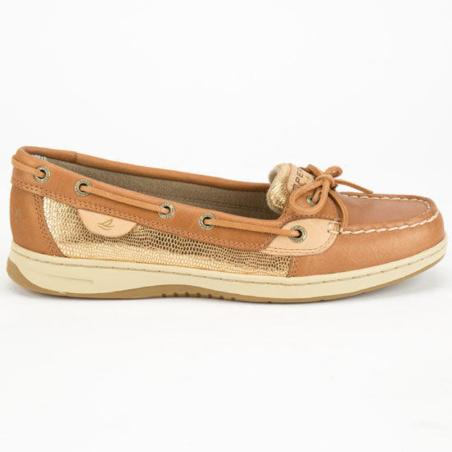 Womens Boat Shoes Linen/Gold 